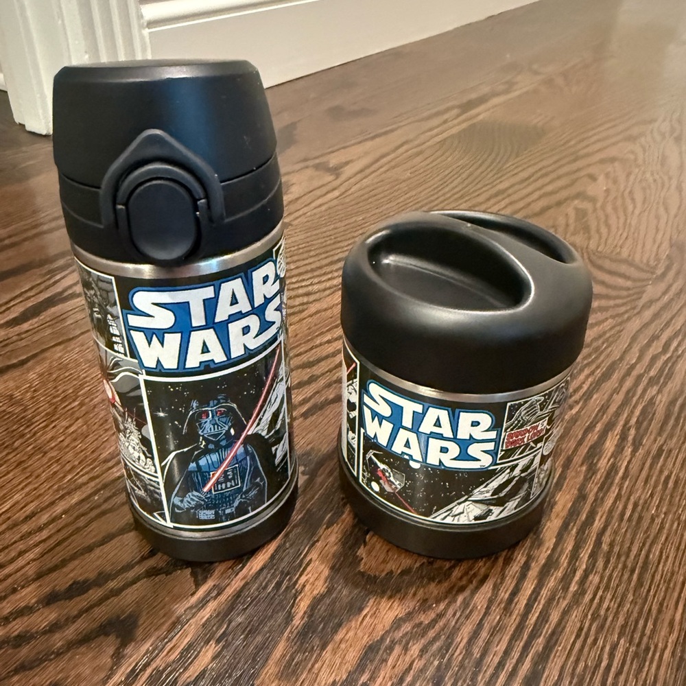 NEW Pottery Barn Kids Star Wars Black Thermos Set